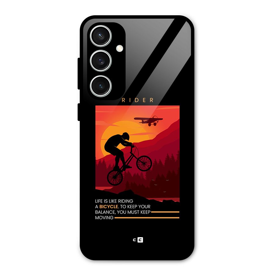 Keep Moving Rider Glass Back Case for Galaxy S23 FE