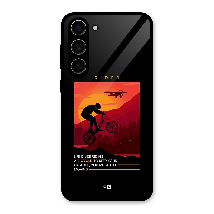 Keep Moving Rider Glass Back Case for Galaxy S23 Plus