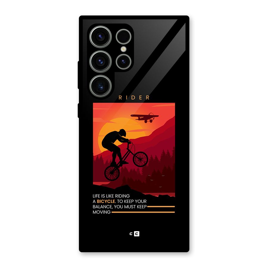 Keep Moving Rider Glass Back Case for Galaxy S23 Ultra