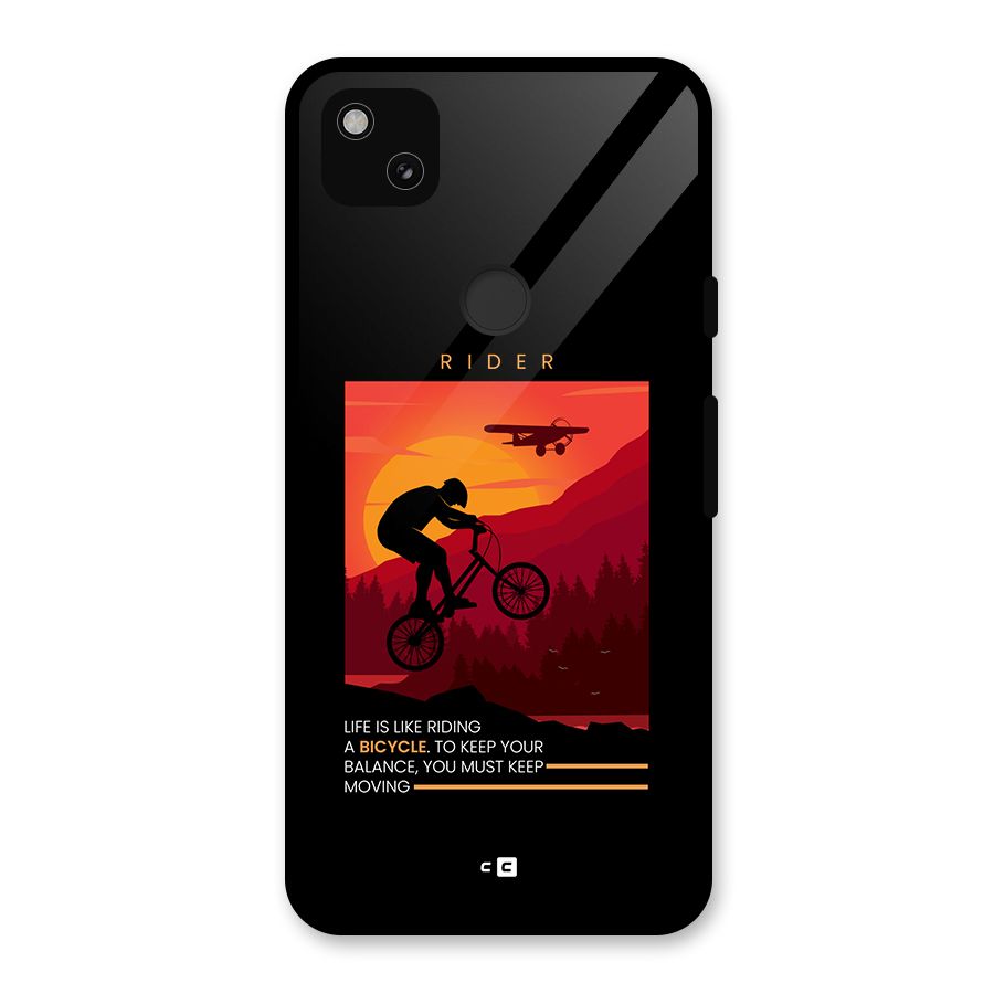 Keep Moving Rider Glass Back Case for Google Pixel 4a