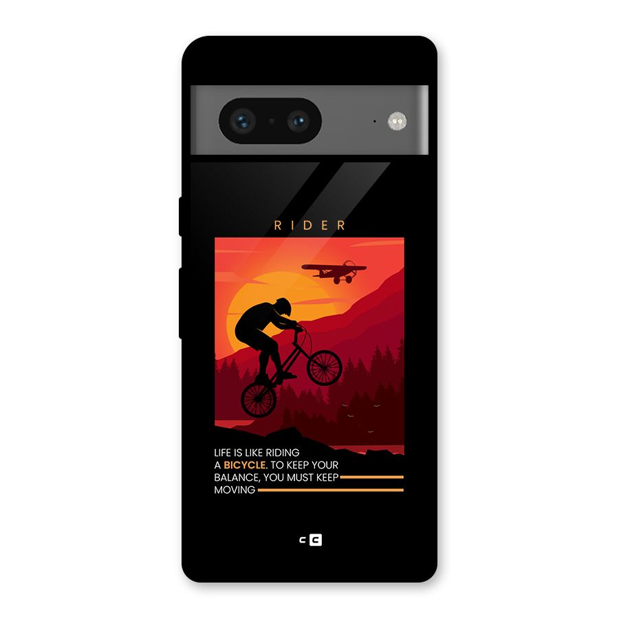 Keep Moving Rider Glass Back Case for Google Pixel 7