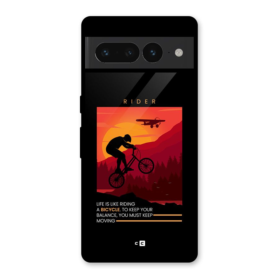 Keep Moving Rider Glass Back Case for Google Pixel 7 Pro