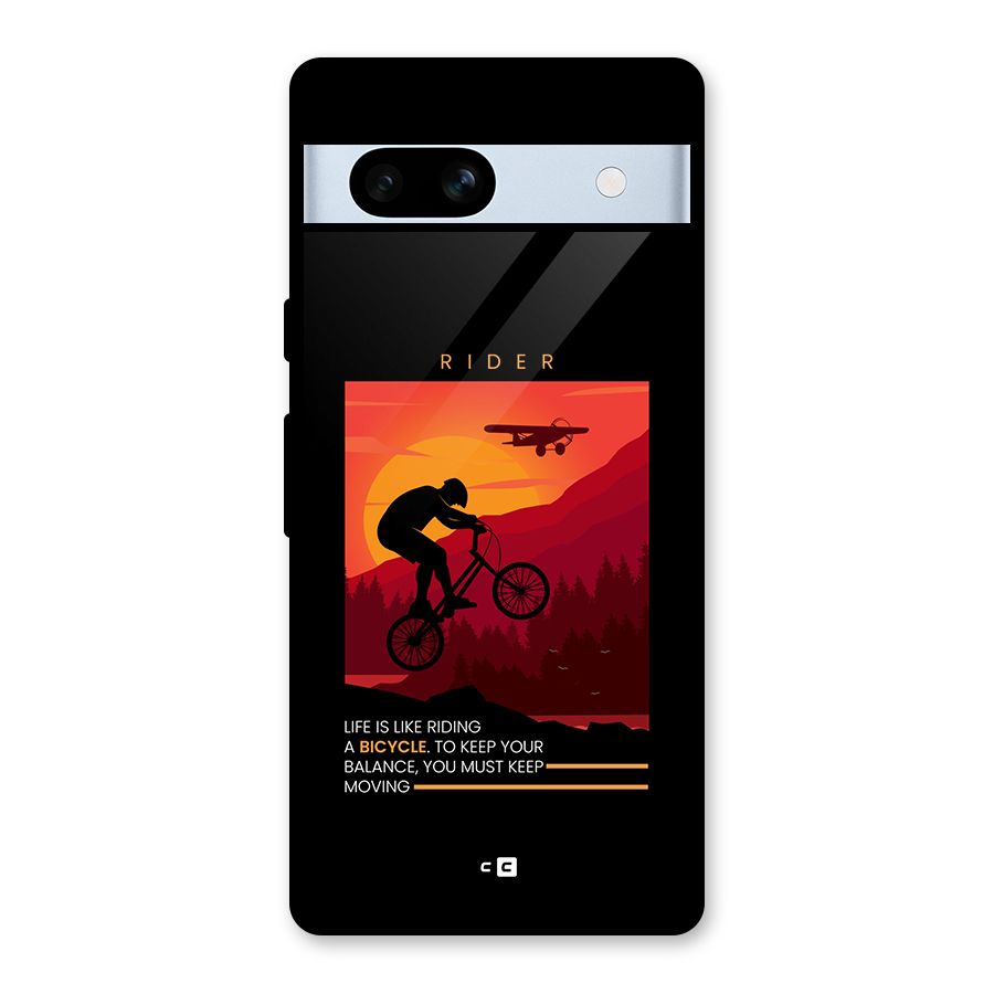 Keep Moving Rider Glass Back Case for Google Pixel 7a