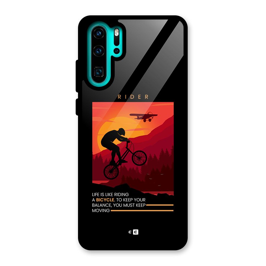 Keep Moving Rider Glass Back Case for Huawei P30 Pro