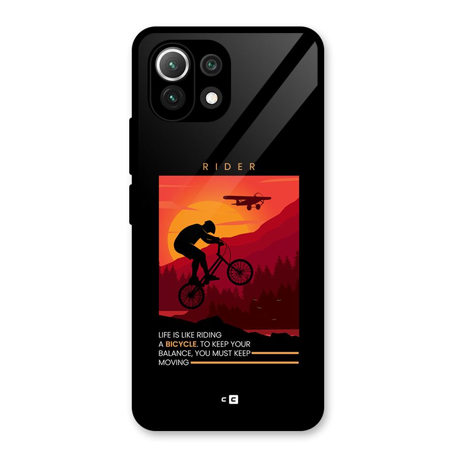 Keep Moving Rider Glass Back Case for Mi 11 Lite NE 5G