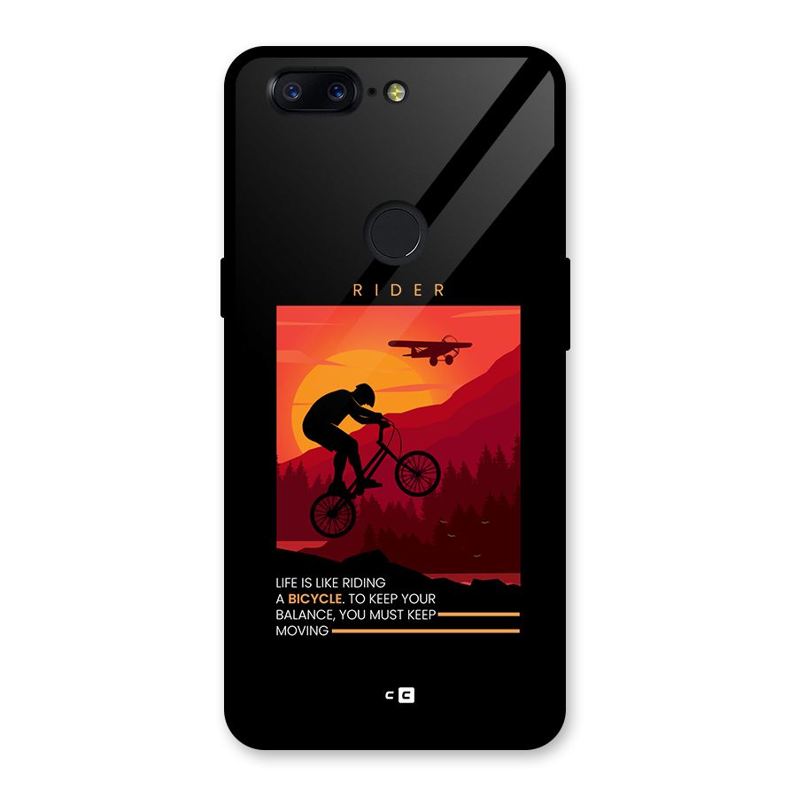 Keep Moving Rider Glass Back Case for OnePlus 5T