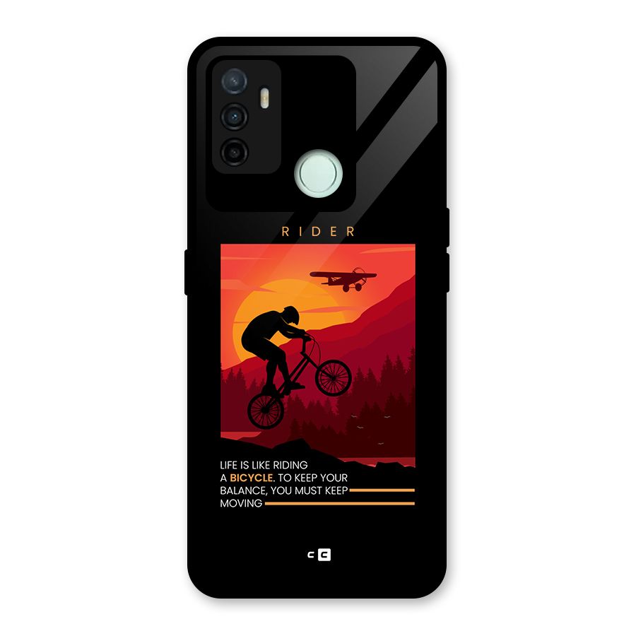Keep Moving Rider Glass Back Case for Oppo A53