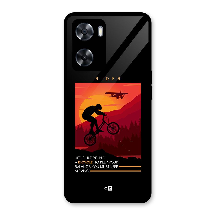 Keep Moving Rider Glass Back Case for Oppo A57 2022