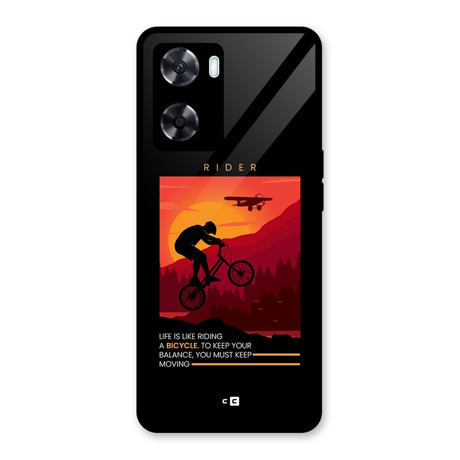 Keep Moving Rider Glass Back Case for Oppo A77s