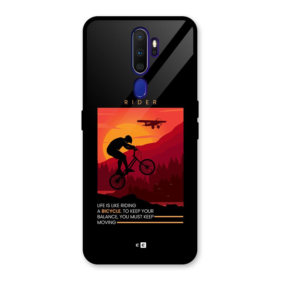 Keep Moving Rider Glass Back Case for Oppo A9 (2020)