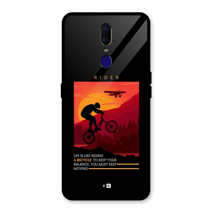 Keep Moving Rider Glass Back Case for Oppo F11
