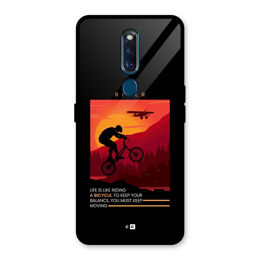 Keep Moving Rider Glass Back Case for Oppo F11 Pro