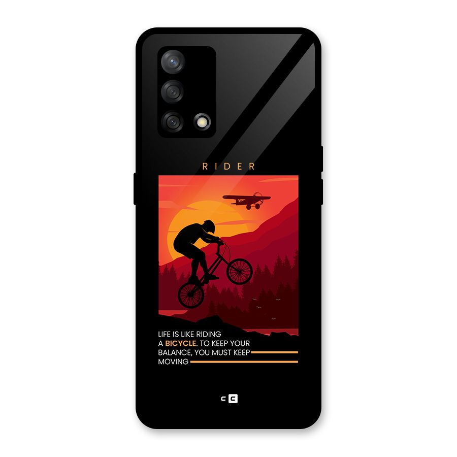 Keep Moving Rider Glass Back Case for Oppo F19