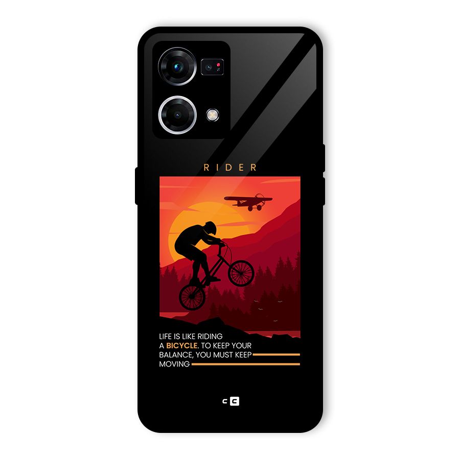 Keep Moving Rider Glass Back Case for Oppo F21 Pro 5G