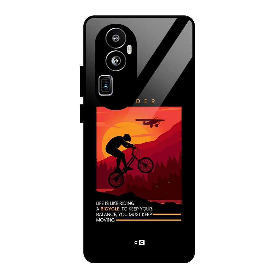 Keep Moving Rider Glass Back Case for Oppo Reno10 Pro Plus