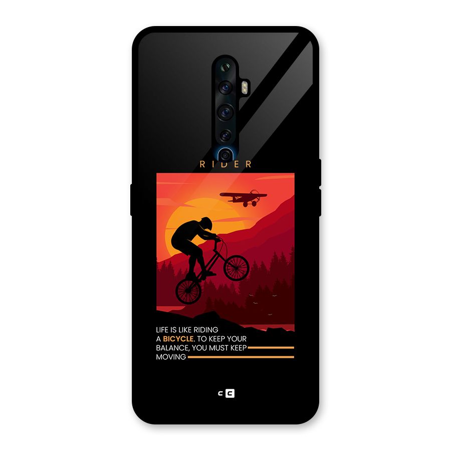 Keep Moving Rider Glass Back Case for Oppo Reno2 Z
