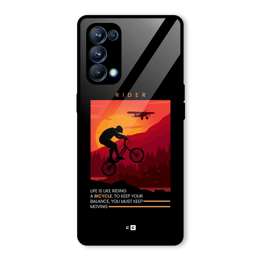 Keep Moving Rider Glass Back Case for Oppo Reno5 Pro 5G