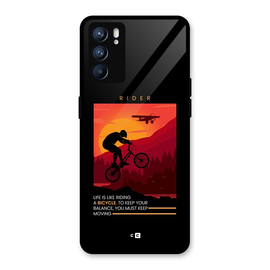 Keep Moving Rider Glass Back Case for Oppo Reno6 5G