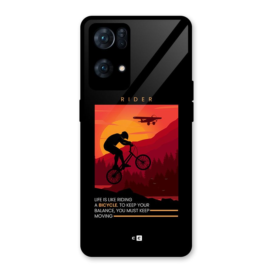 Keep Moving Rider Glass Back Case for Oppo Reno7 Pro 5G
