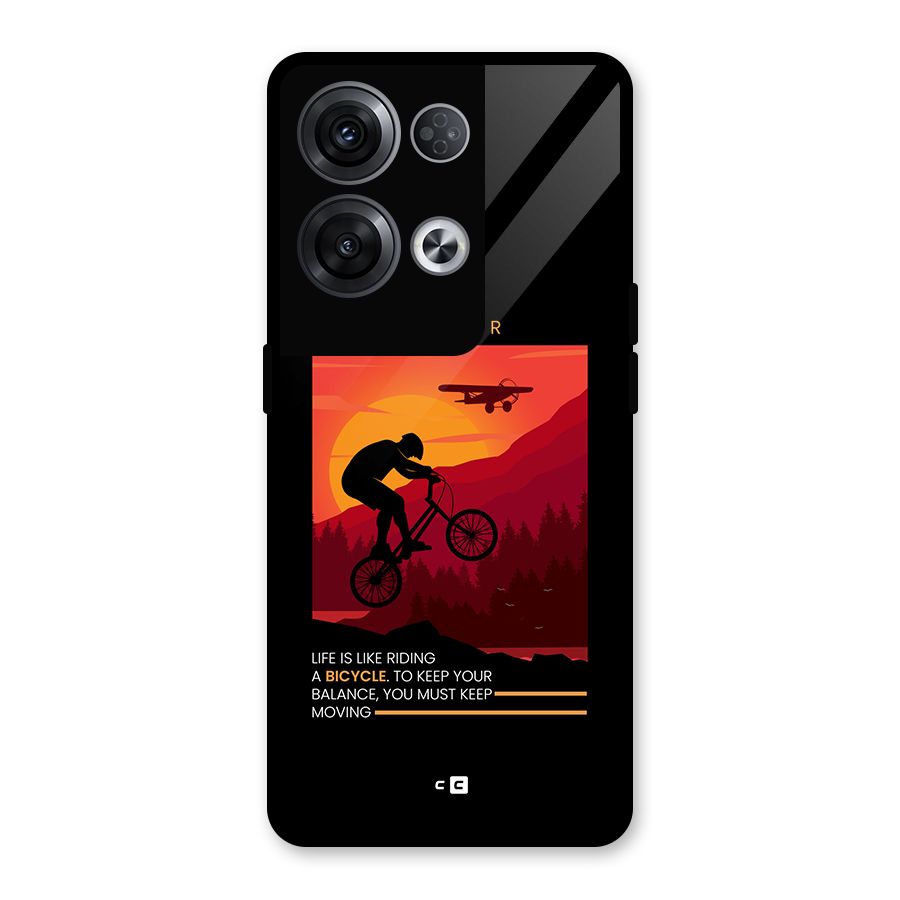 Keep Moving Rider Glass Back Case for Oppo Reno8 Pro 5G