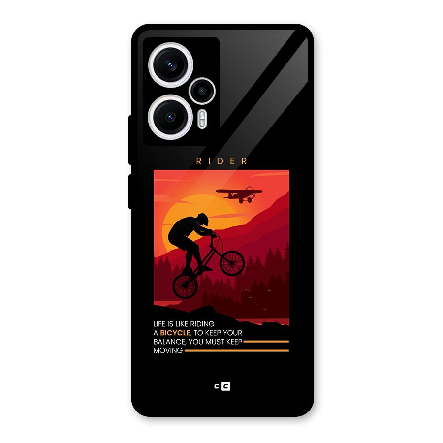 Keep Moving Rider Glass Back Case for Poco F5