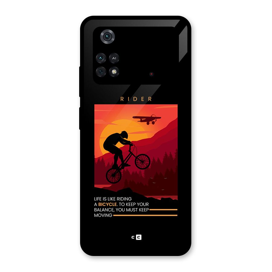 Keep Moving Rider Glass Back Case for Poco M4 Pro 4G