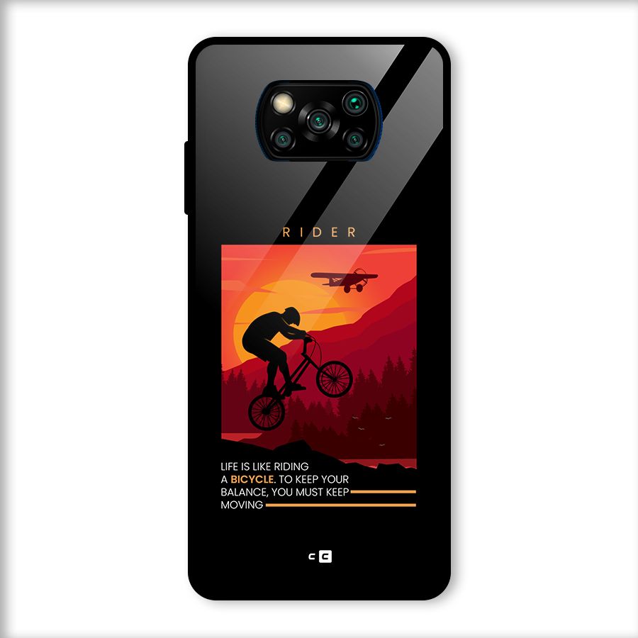 Keep Moving Rider Glass Back Case for Poco X3