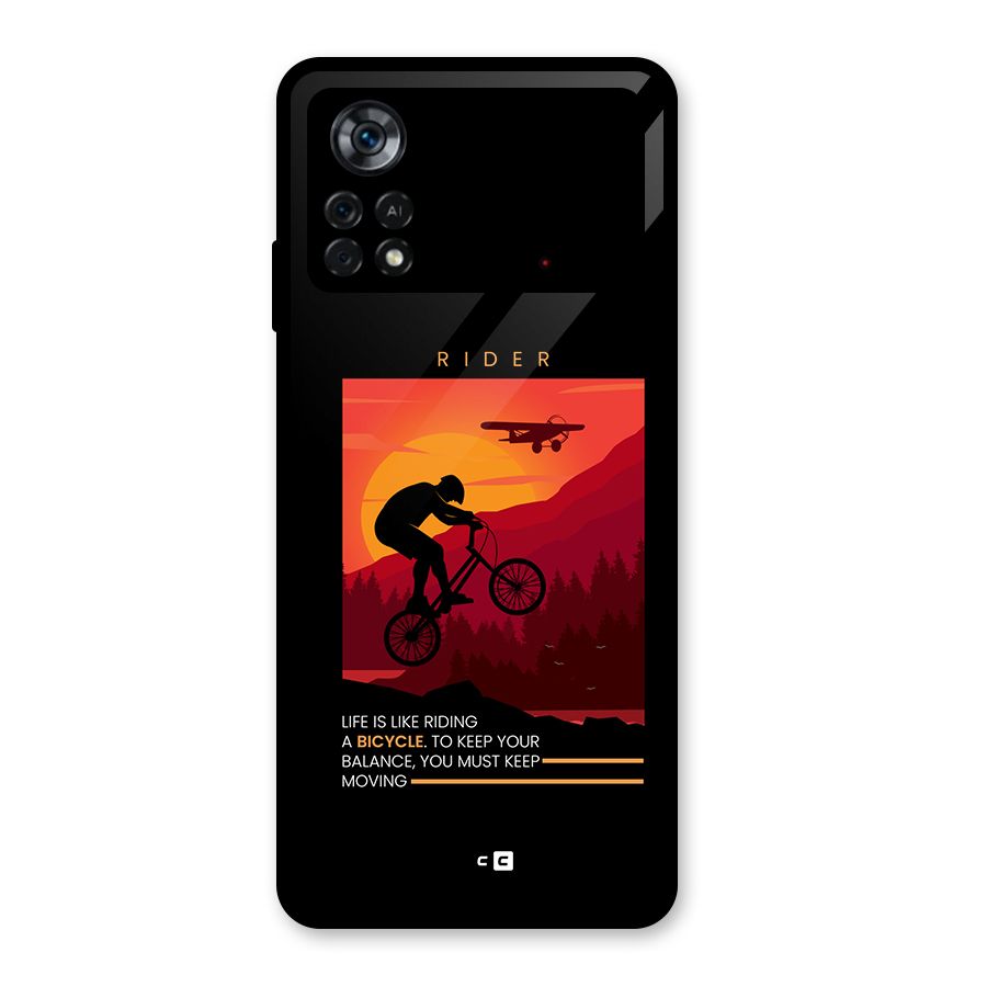 Keep Moving Rider Glass Back Case for Poco X4 Pro 5G