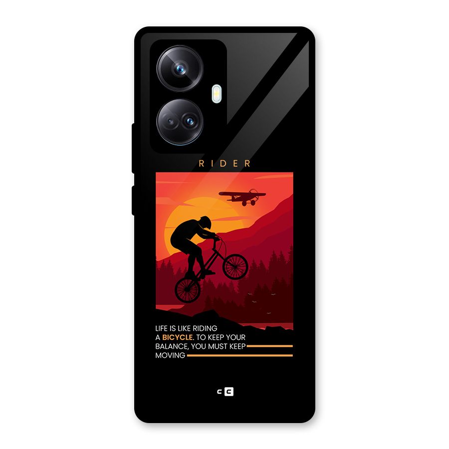 Keep Moving Rider Glass Back Case for Realme 10 Pro Plus