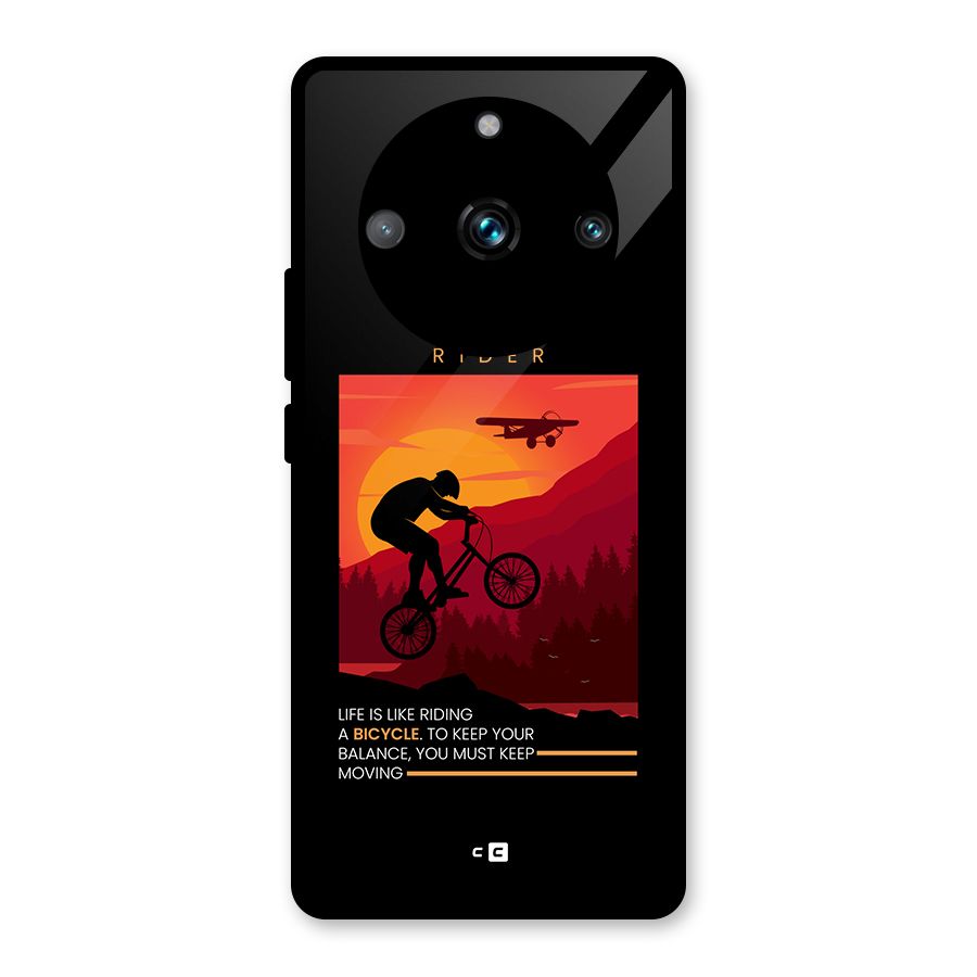 Keep Moving Rider Glass Back Case for Realme 11 Pro Plus