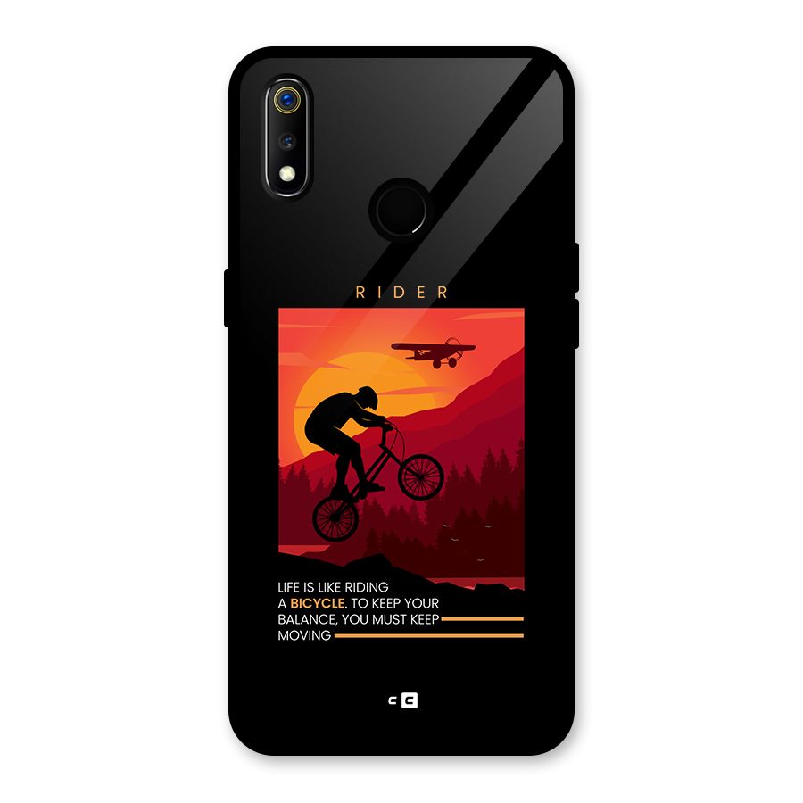 Keep Moving Rider Glass Back Case for Realme 3