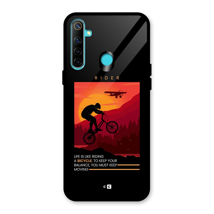 Keep Moving Rider Glass Back Case for Realme 5i