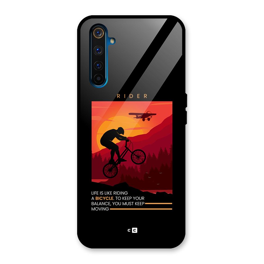 Keep Moving Rider Glass Back Case for Realme 6 Pro