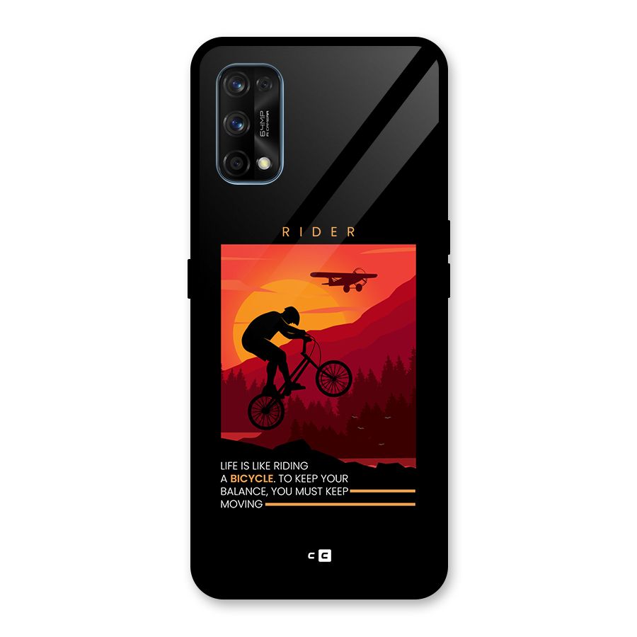 Keep Moving Rider Glass Back Case for Realme 7 Pro