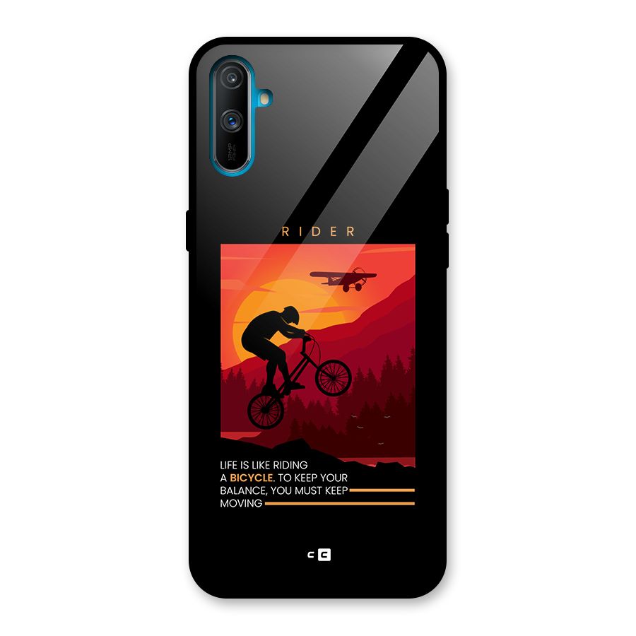 Keep Moving Rider Glass Back Case for Realme C3