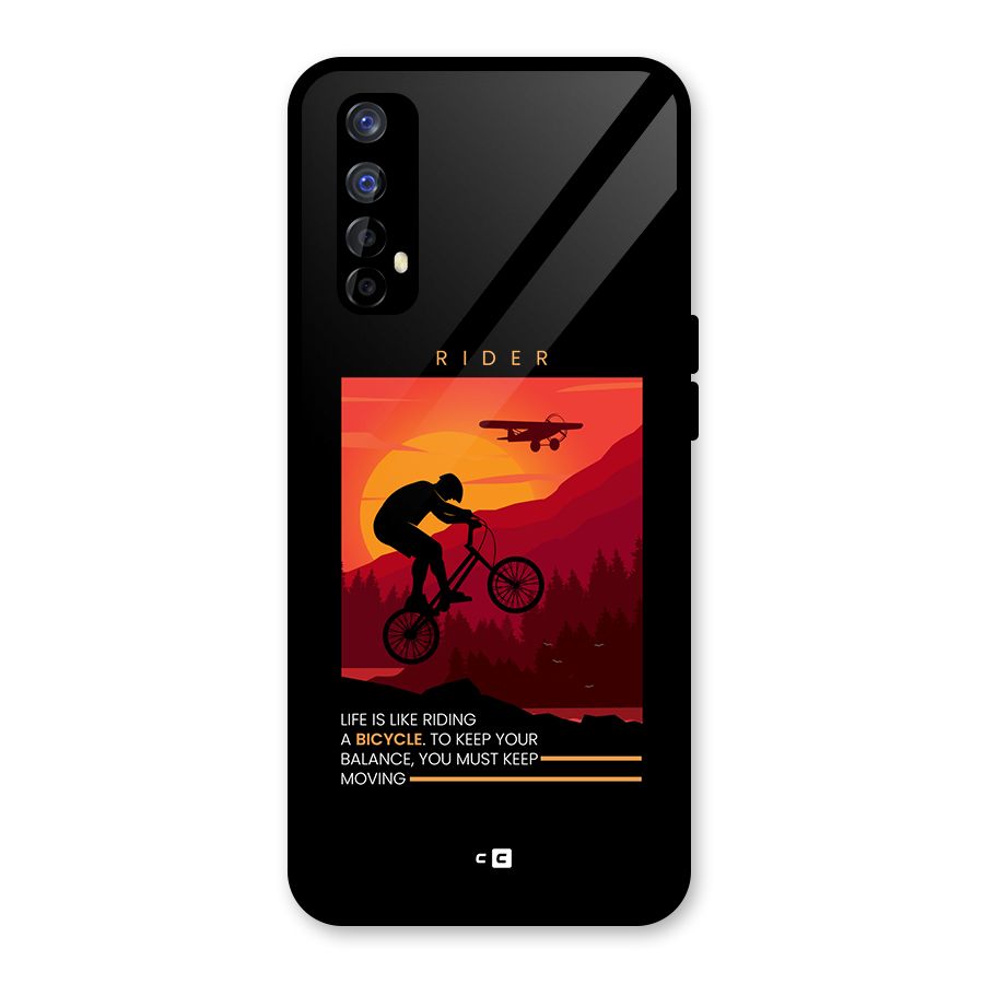 Keep Moving Rider Glass Back Case for Realme Narzo 20 Pro