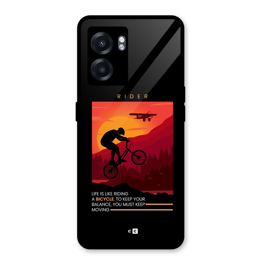 Keep Moving Rider Glass Back Case for Realme Narzo 50 5G