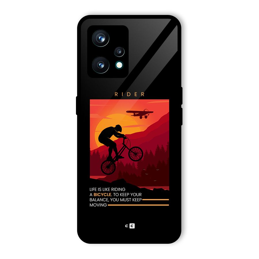 Keep Moving Rider Glass Back Case for Realme Narzo 50 Pro