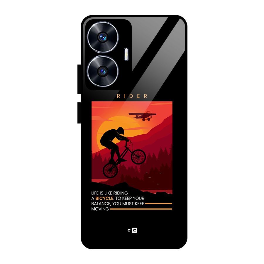 Keep Moving Rider Glass Back Case for Realme Narzo N55