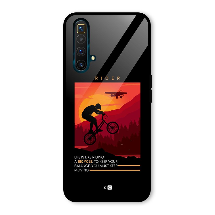 Keep Moving Rider Glass Back Case for Realme X3