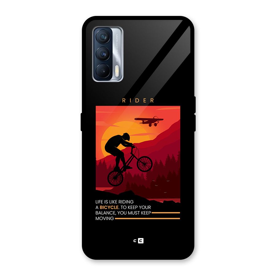 Keep Moving Rider Glass Back Case for Realme X7