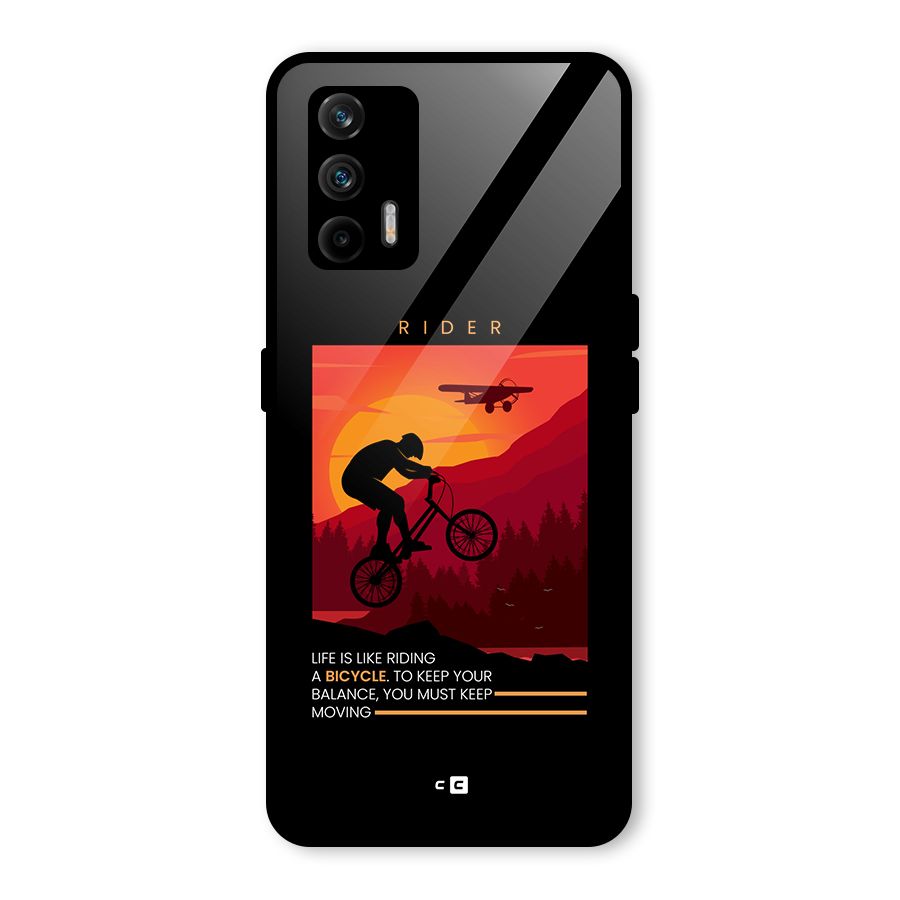 Keep Moving Rider Glass Back Case for Realme X7 Max