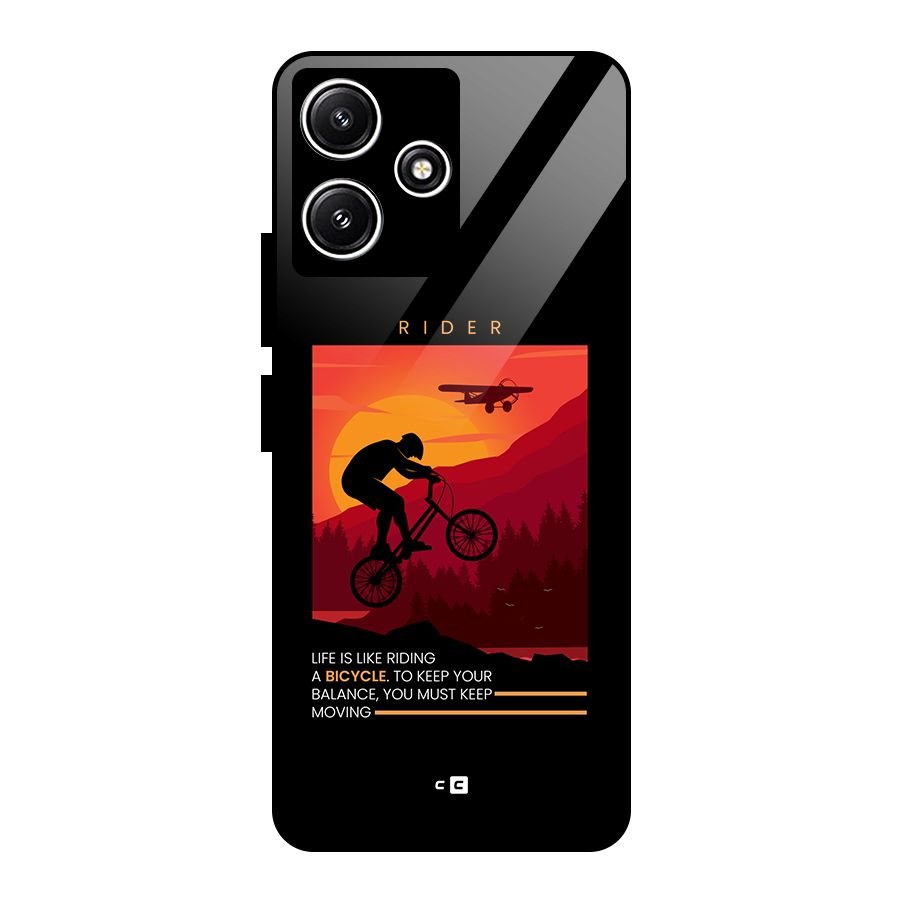 Keep Moving Rider Glass Back Case for Redmi 12 5G