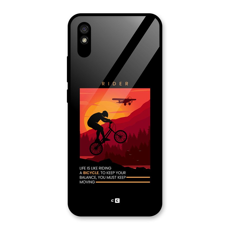 Keep Moving Rider Glass Back Case for Redmi 9i