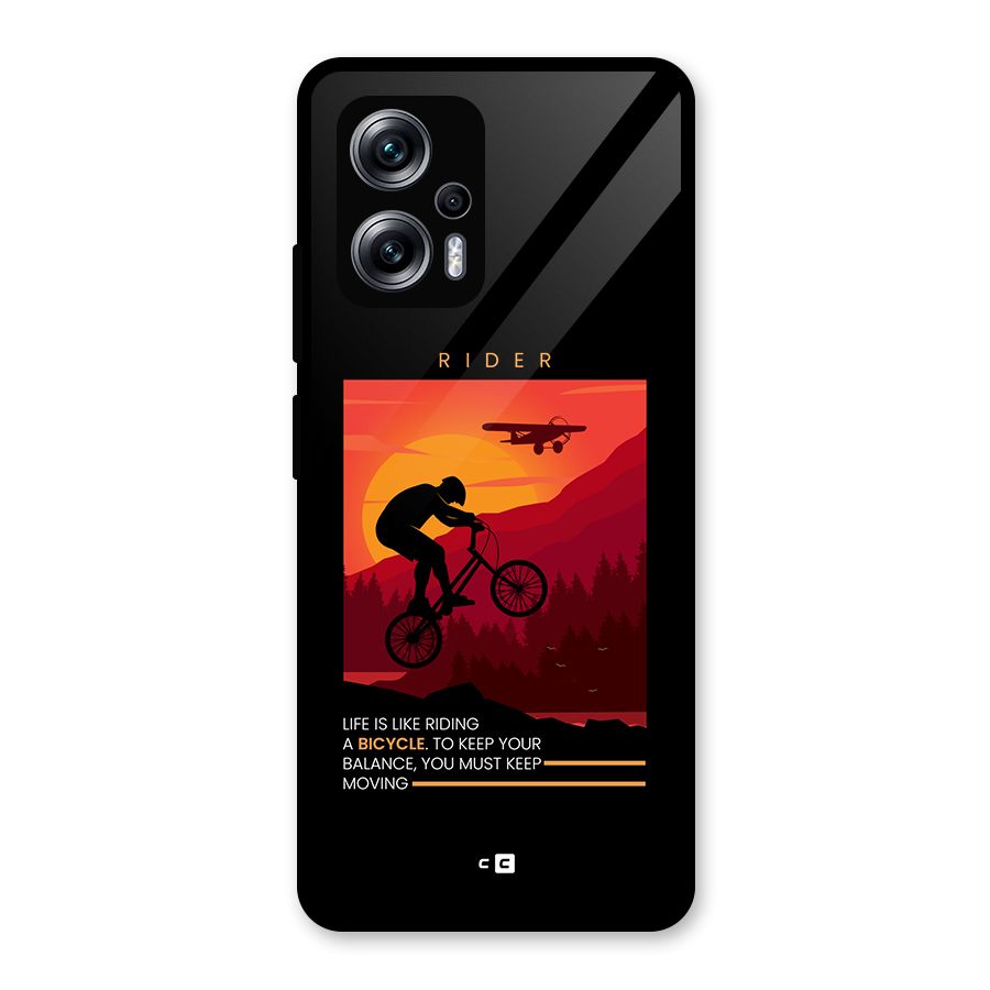 Keep Moving Rider Glass Back Case for Redmi K50i