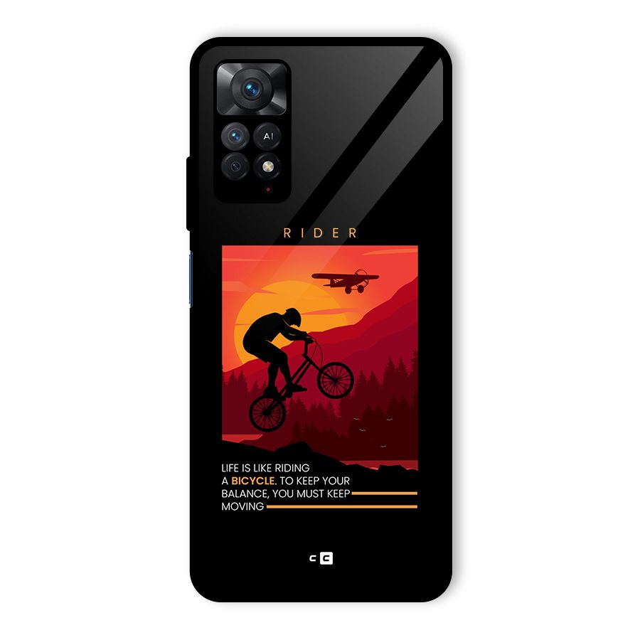 Keep Moving Rider Glass Back Case for Redmi Note 11 Pro