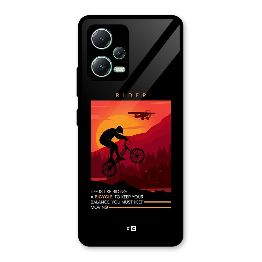 Keep Moving Rider Glass Back Case for Redmi Note 12 5G