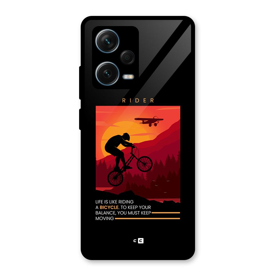 Keep Moving Rider Glass Back Case for Redmi Note 12 Pro Plus 5G
