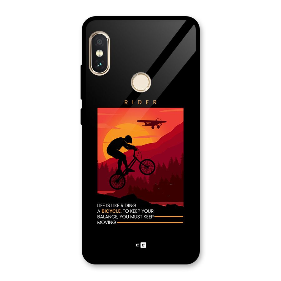 Keep Moving Rider Glass Back Case for Redmi Note 5 Pro