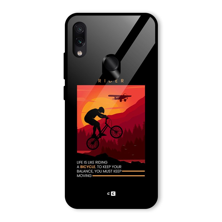 Keep Moving Rider Glass Back Case for Redmi Note 7 Pro